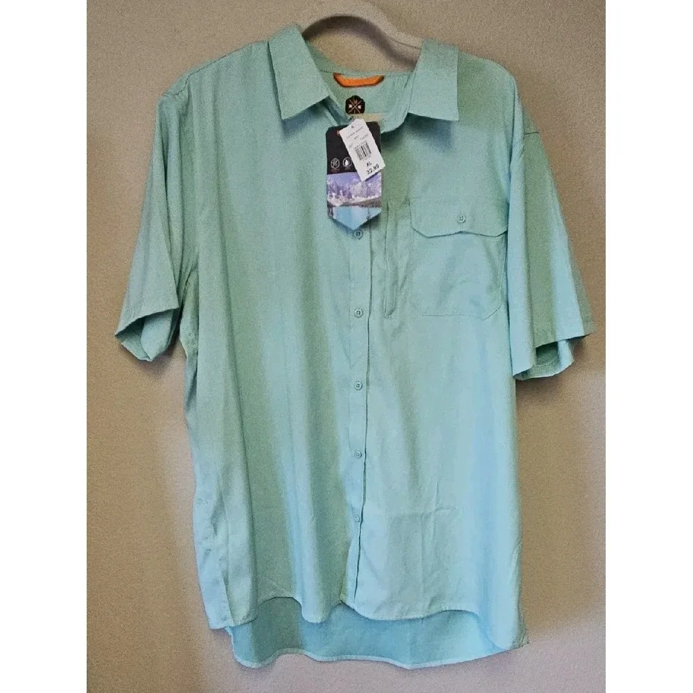 Mountain and Isles‎ Short Sleeve Dress Shirt Sz XLarge Men Mint Green MRSP 32.99